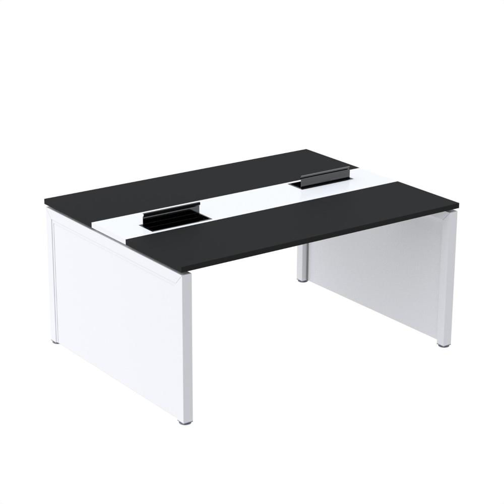 Miniatura Mesa de Plataforma Dupla para 2 Pessoas Corporativa 120x140/2p Preto/Branco