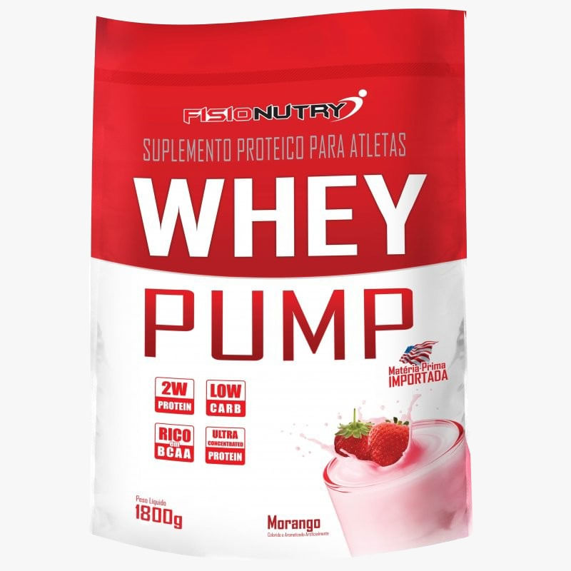 Miniatura Whey Pump Pouch 1800g Fisionutri - Morango