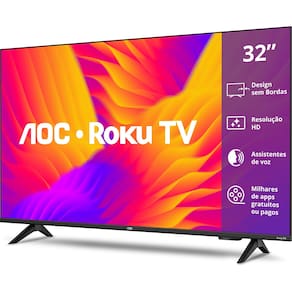 Miniatura Smart TV 32" HD AOC 32S5155/78G Roku TV Wi-Fi Dolby Audio Preta