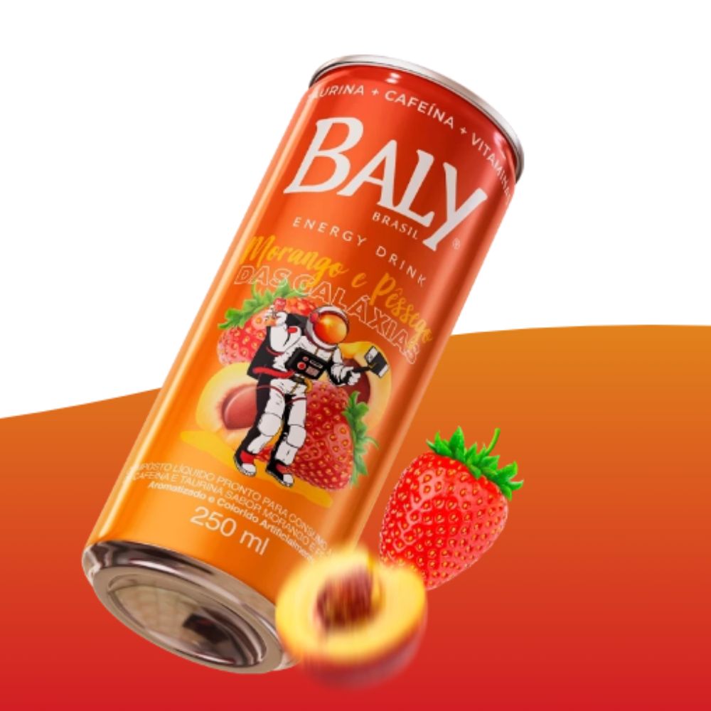 Miniatura Energético Baly Sabor Morango E Pêssego das Galáxias 250ml