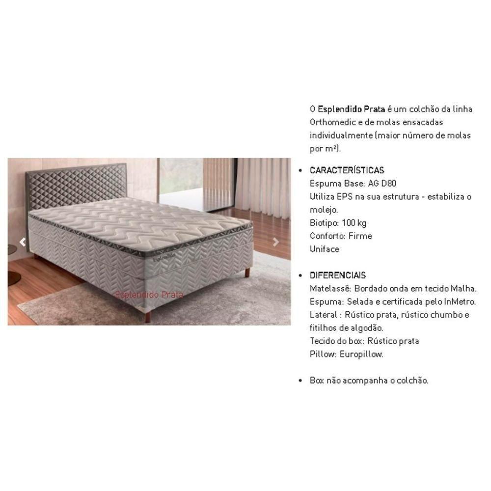 Miniatura Colchão King Molas Ensacadas Esplêndido Gray Euro Pillow (193x203x26) Paropas