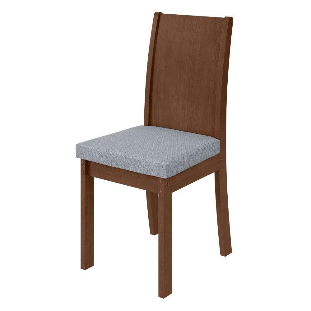 Miniatura Conjunto 2 Cadeiras Estrutura Mdf/mdp Athenas Móveis Lopas Imbuia/linho Cinza Claro