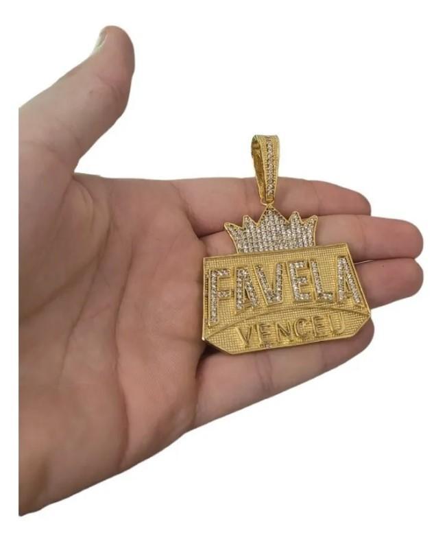 Miniatura Pingente Favela Venceu Gg - Banhado A Ouro 18K