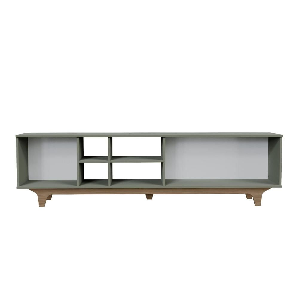 Miniatura Rack para Sala de Estar 200x55x40cm Lars Verde/Freijó