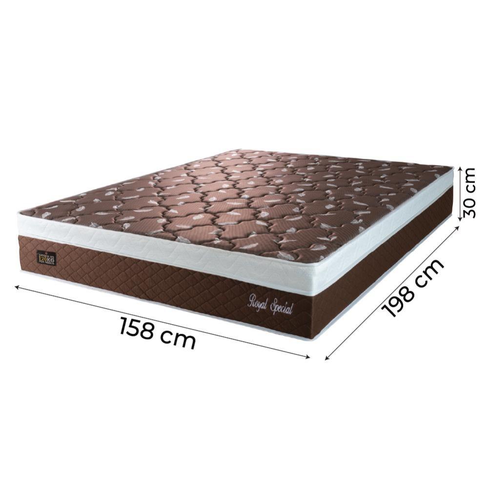 Miniatura Cama Box Baú Casal Queen Colchão Molas Ensacadas Royal 158x198x71cm Marrom / Branco Hellen