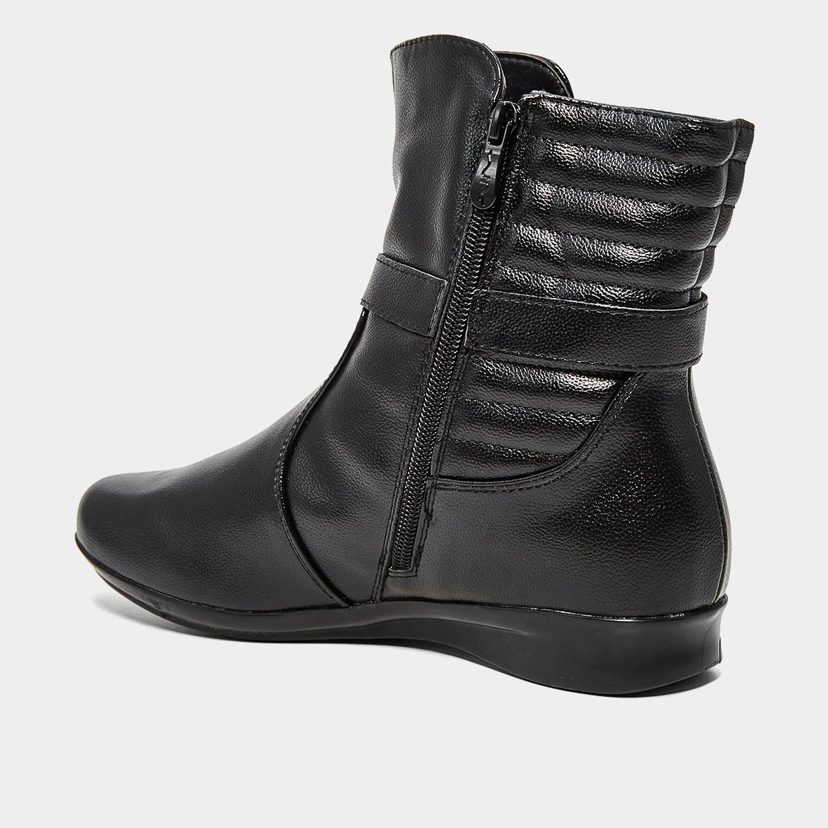 Miniatura Bota Mooncity Fivela Lateral Cano Médio Feminina Preto - 34