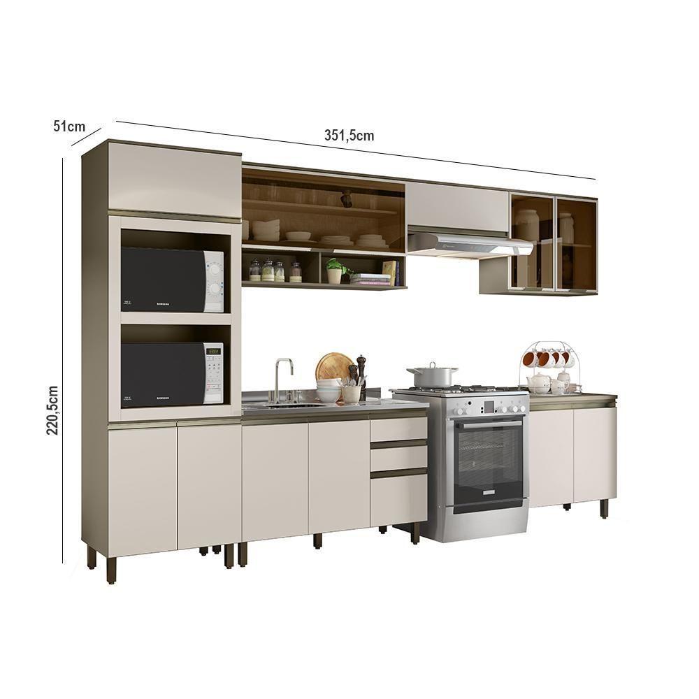 Miniatura Cozinha Completa 6 Peças Connect Duna-cristal Com Aéreo Vidro - Móveis Henn Duna-cristal