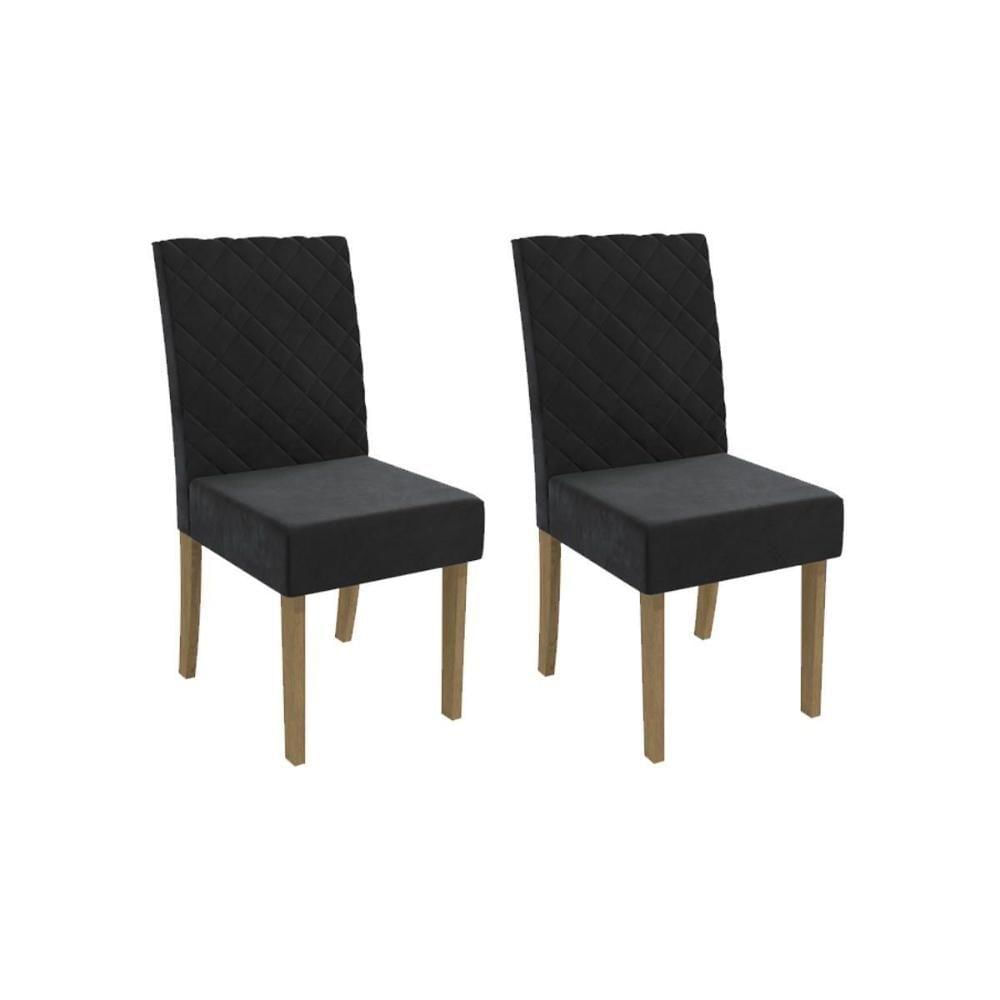 Miniatura Kit 2 Cadeiras Sala Jantar 2cad133 2 Un Freijo-assento Veludo Deluxe Bege