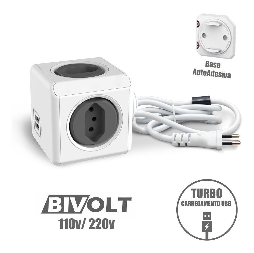 Miniatura Caixa De Tomada Usb Mesa Escritório Power Cube Cabo De 3M