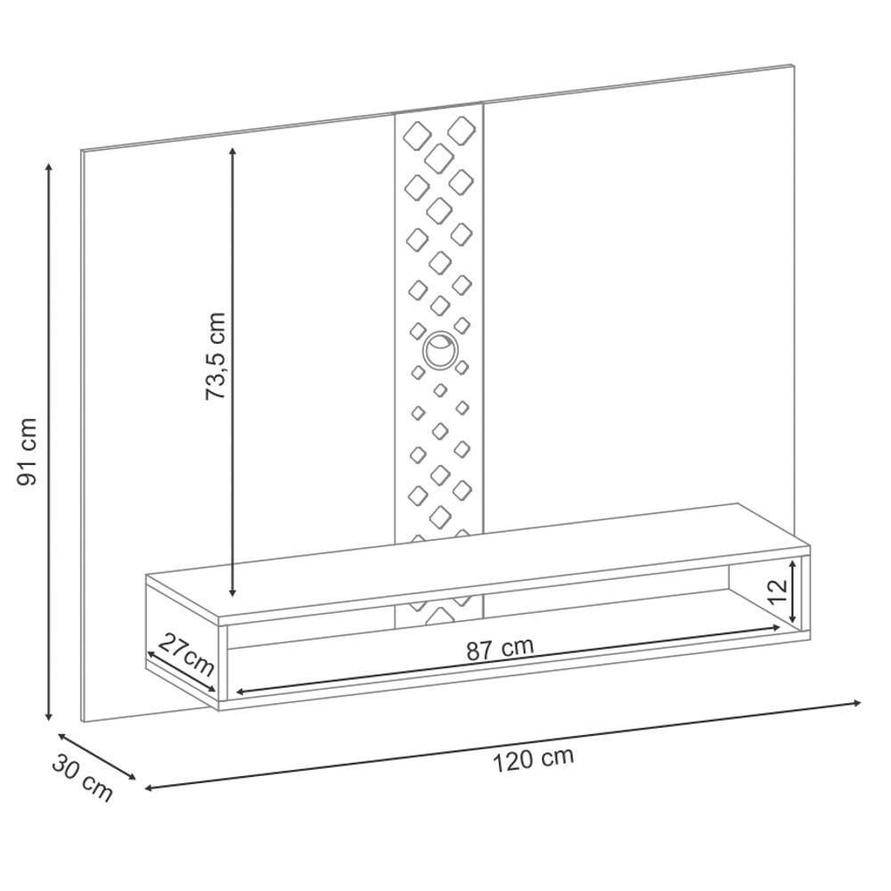 Miniatura Painel Tv 47 Pol 120cm Suspenso Com Nicho Form Off/cinamomo - Hb Móveis