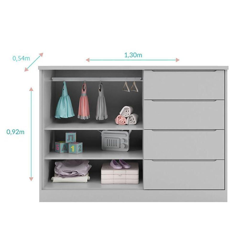 Miniatura Cômoda Infantil Pietra Com 2 Portas E 4 Gavetas Cinza - Pr Baby Cinza