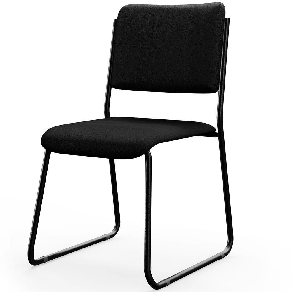 Miniatura Kit 04 Cadeiras Hoteleira Auditório Empilhável Inter L02 Crepe Preto - Lyam Decor