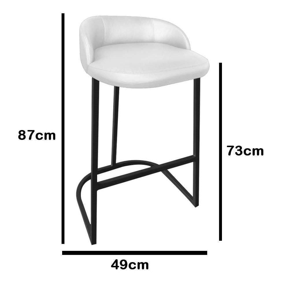 Miniatura Banqueta Betyna Com Encosto Alta Cozinha Bar Balcão Ferro Bronze Linho Cinza - Amey Decor