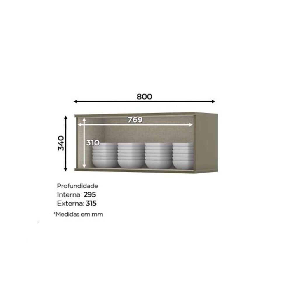 Miniatura Armário Aéreo Cozinha Modulado Connect 80cm 1 Porta Basculante Off White - Henn