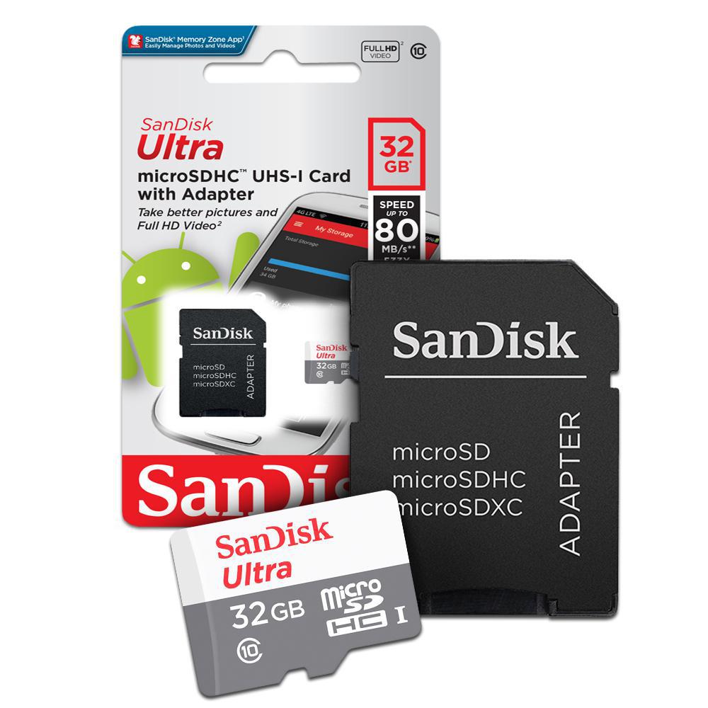 Miniatura Cartão de Memoria 32gb Micro Sd Cl10 80mb/s Ultra SDSQUNS 64 gb - Cartão de memória - Sandisk