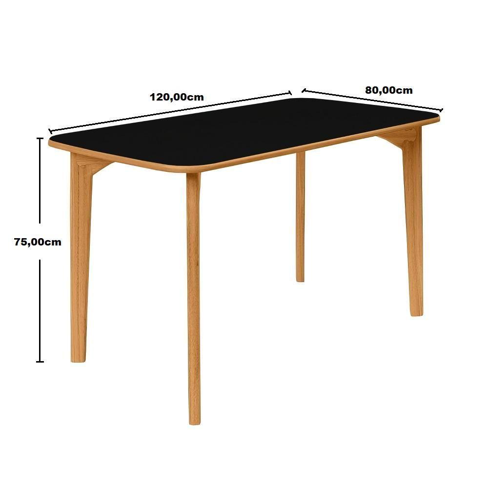 Conjunto Mesa De Jantar Retangular Divino Preta 120x80cm Com 4 Cadeiras Divino - Preto