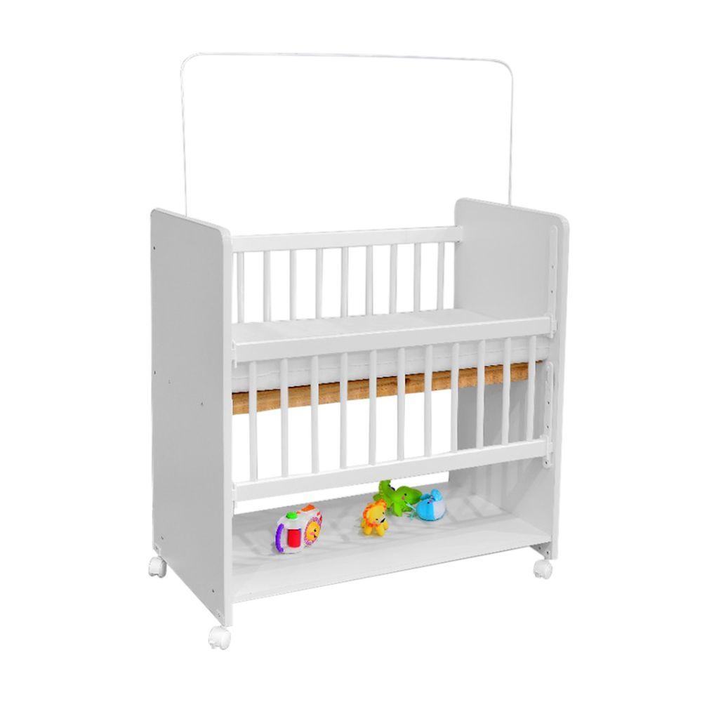 Miniatura Mini Berço Bed Side Moisés Grade Móvel Branco Com Colchão