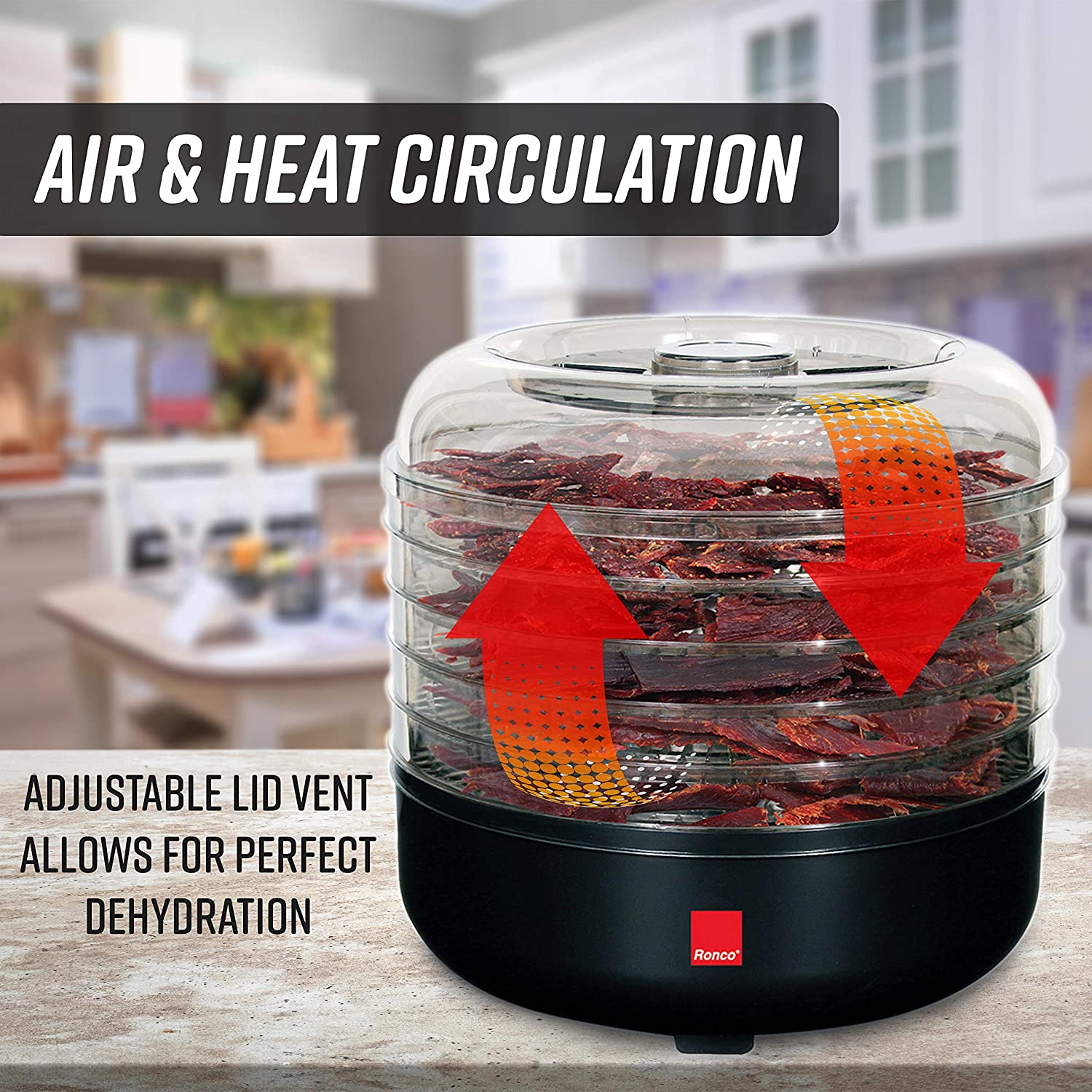Ronco Máquina Desidratadora de Alimentos, c/ 5 bandejas, 400 W, 110V, preta.