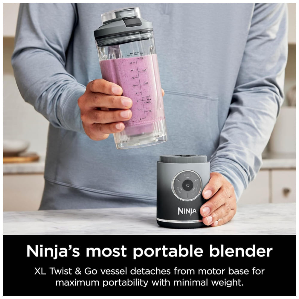Miniatura Liquidificador Ninja Blast Max sem fio, para Smoothies, Frozen Drinks, Ice Crush, 22 oz, Cinza Fresco