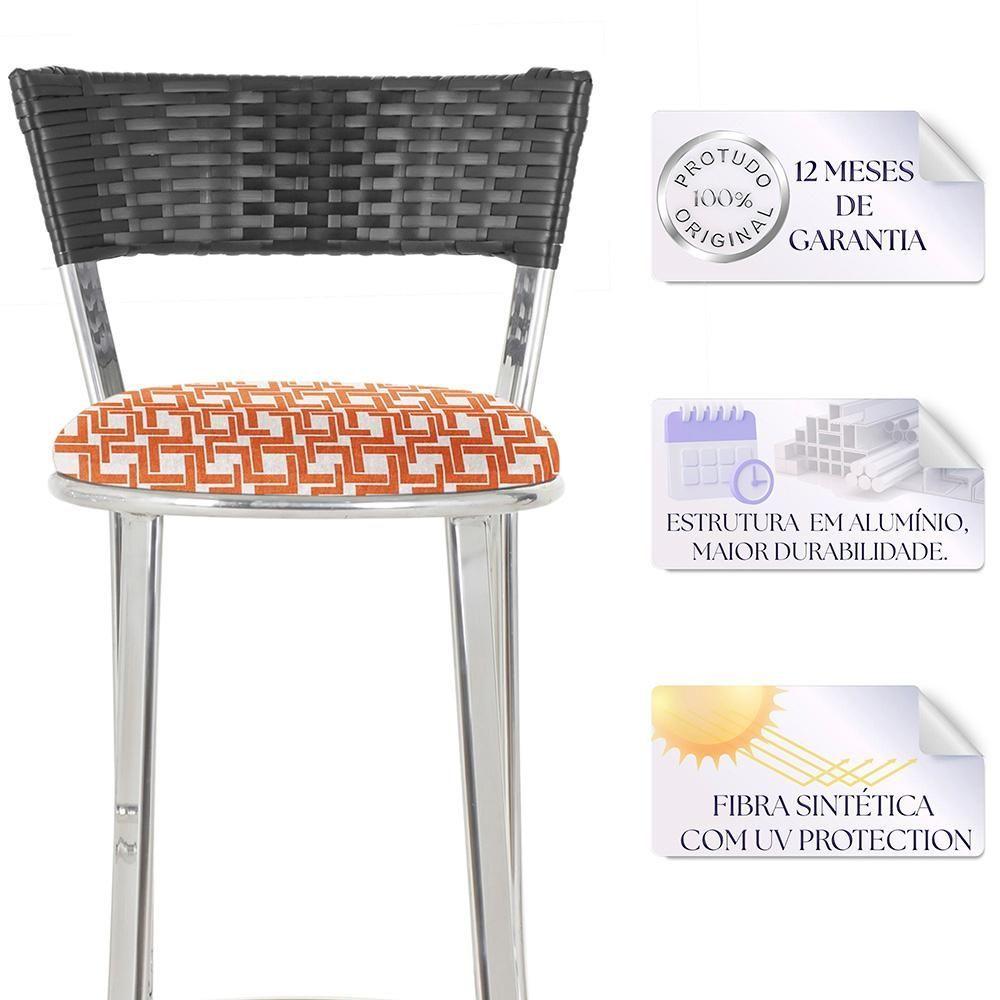 Miniatura Conjunto Com 2 Banquetas Em Alumínio, Fibra Sintética E Impermeável Tc Preta Z23