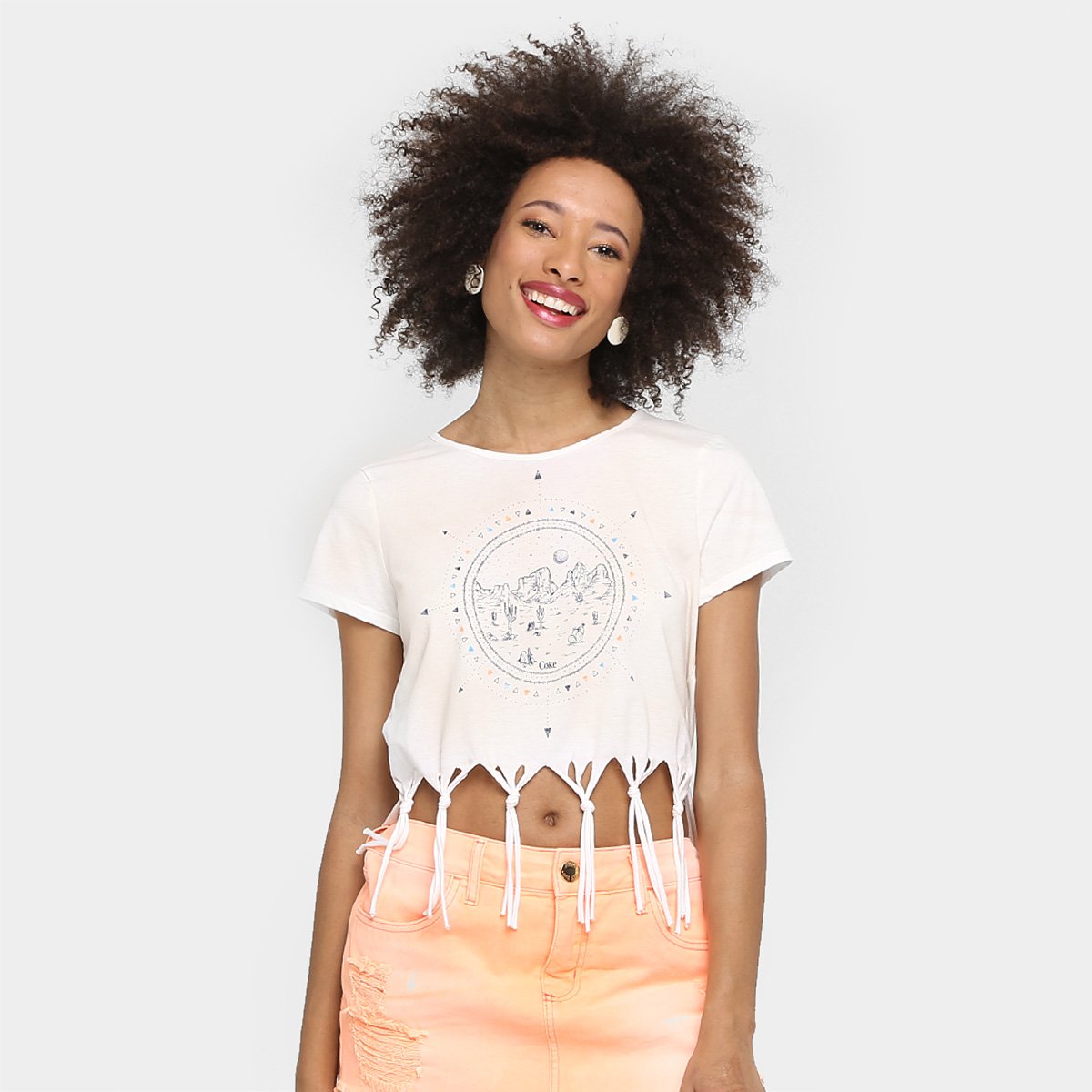 Miniatura Blusa Coca-Cola Franjas Barra Off White - G