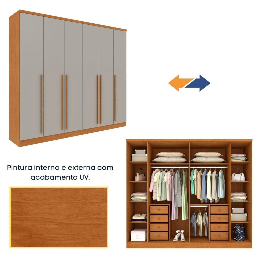 Guarda-roupa Casal 6 Portas Portugal Espresso Móveis Cinamomo / Off White