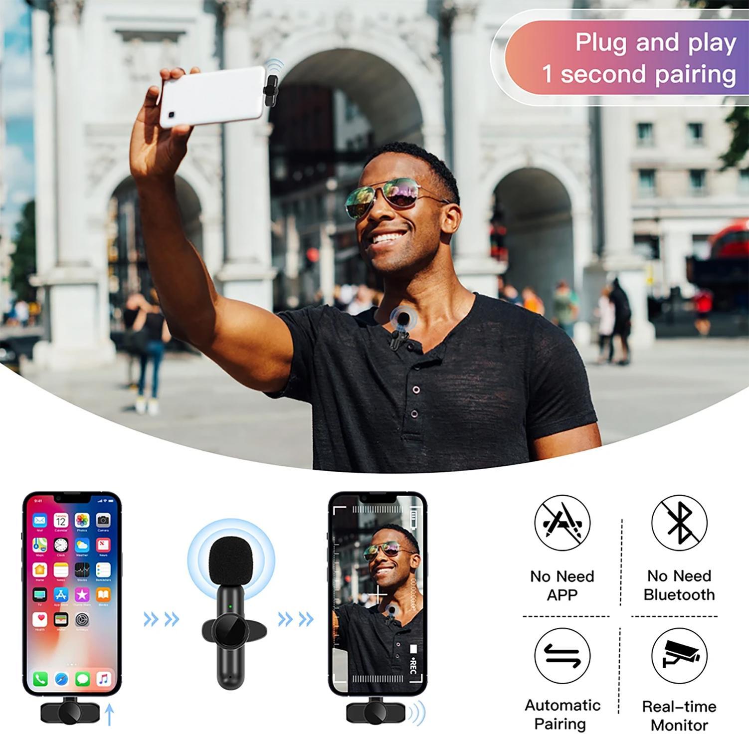 Miniatura Microfone De Lapela Sem Fio Para Streamer Influencer Live