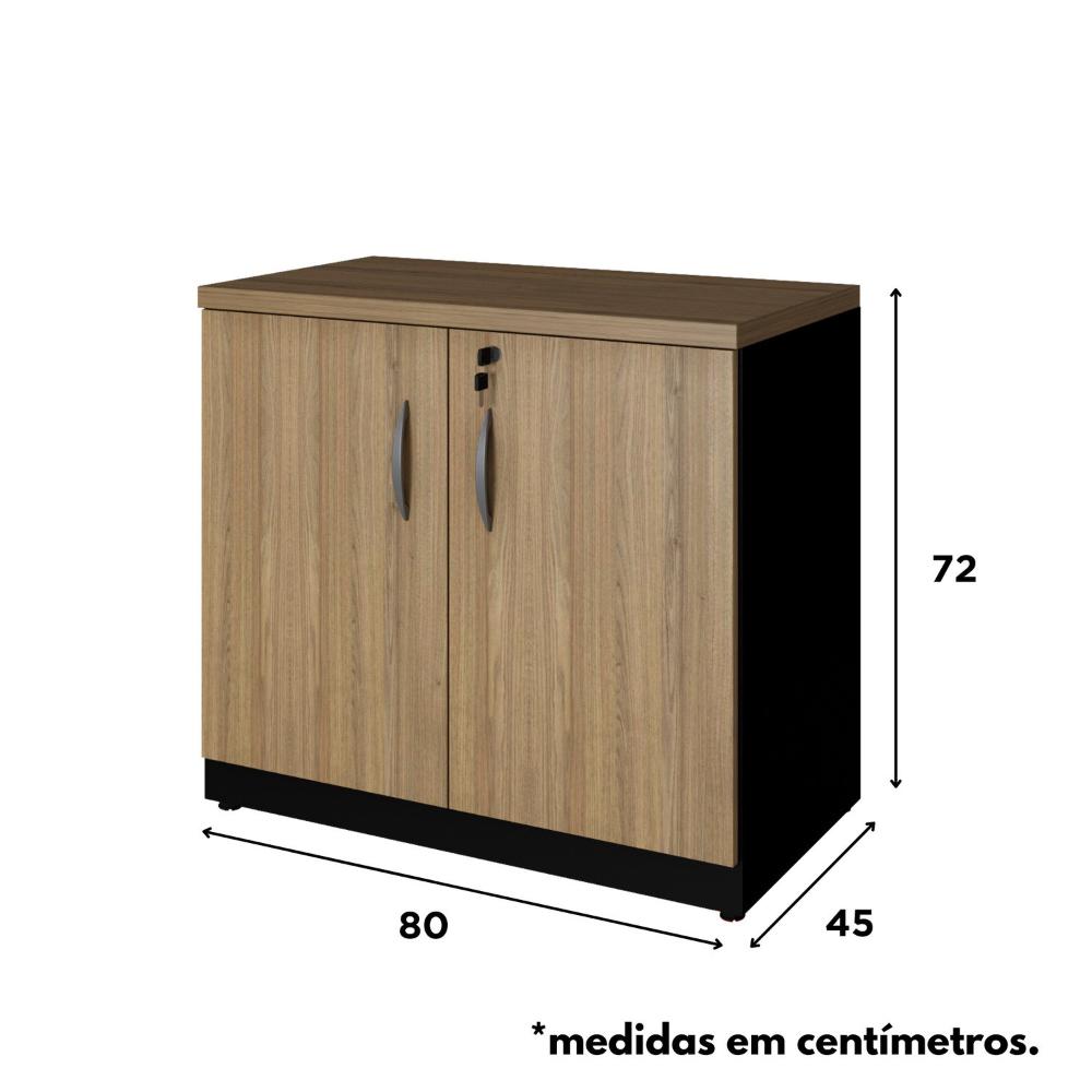 Armário para Escritório Baixo Espresso Móveis Amadeirado/Preto