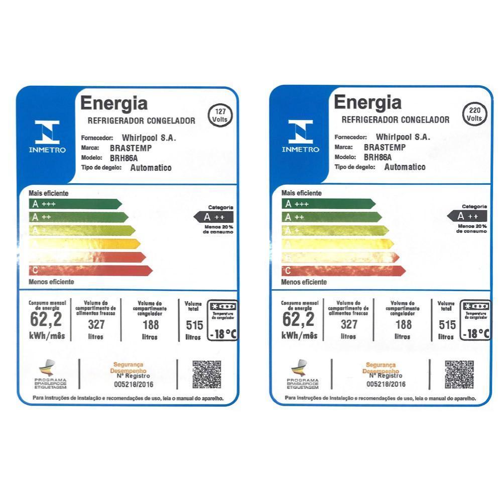 Refrigerador Brastemp Gourmand Frost Free French Door Água e Gelo na Porta 515 Litros Inox BRH86AR 220
