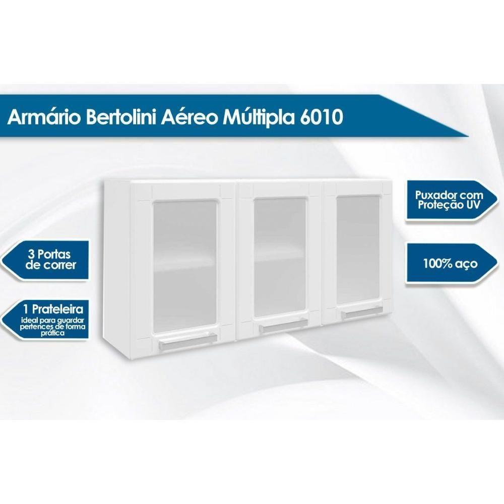 Miniatura Armário Aéreo P/ Cozinha Múltipla 6010 3 Portas C/vidro 105cm Branco - Bertolini