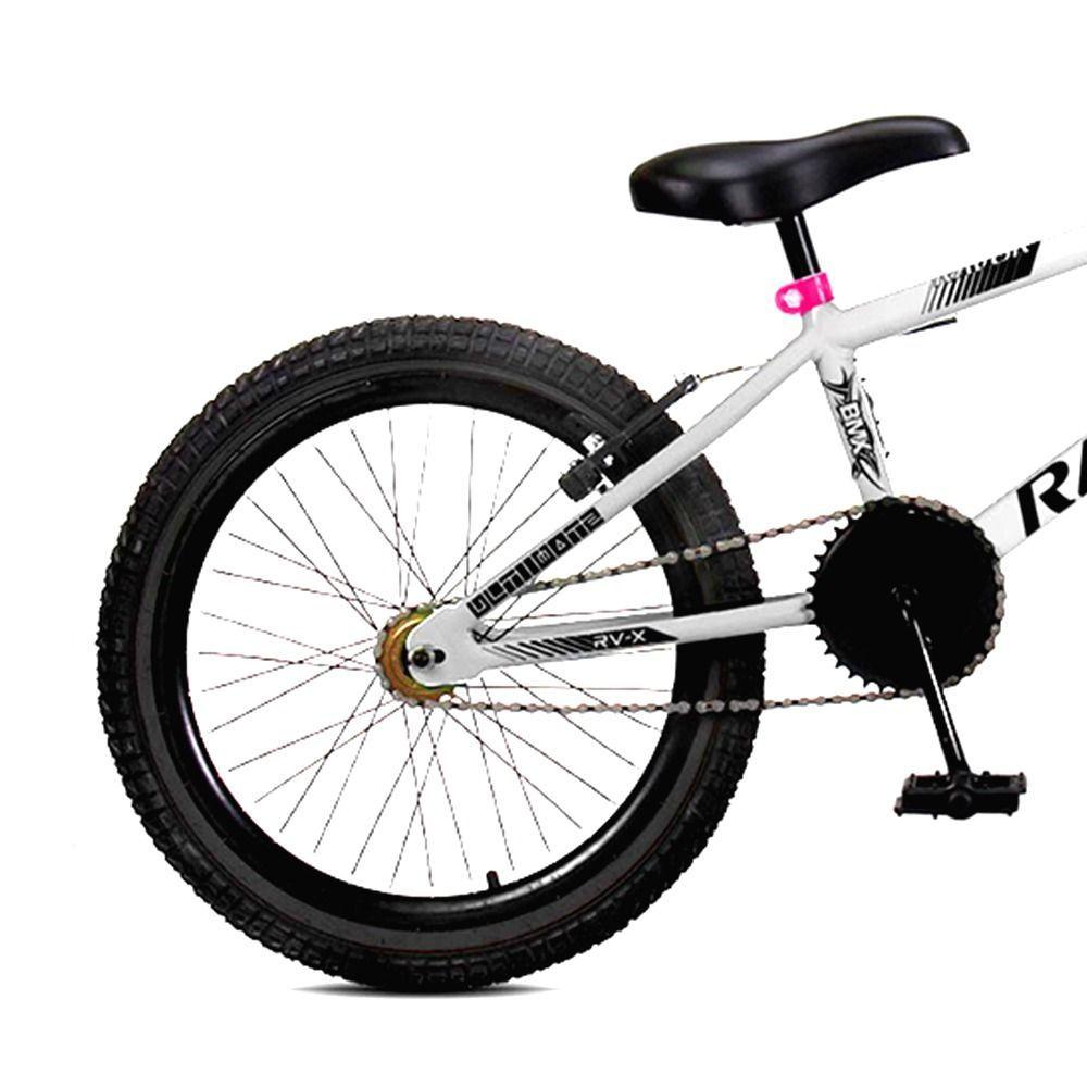 Miniatura Bicicleta Aro 20 Bmx Rv-x Aero Freio V-brake Infantil Branco Rosa