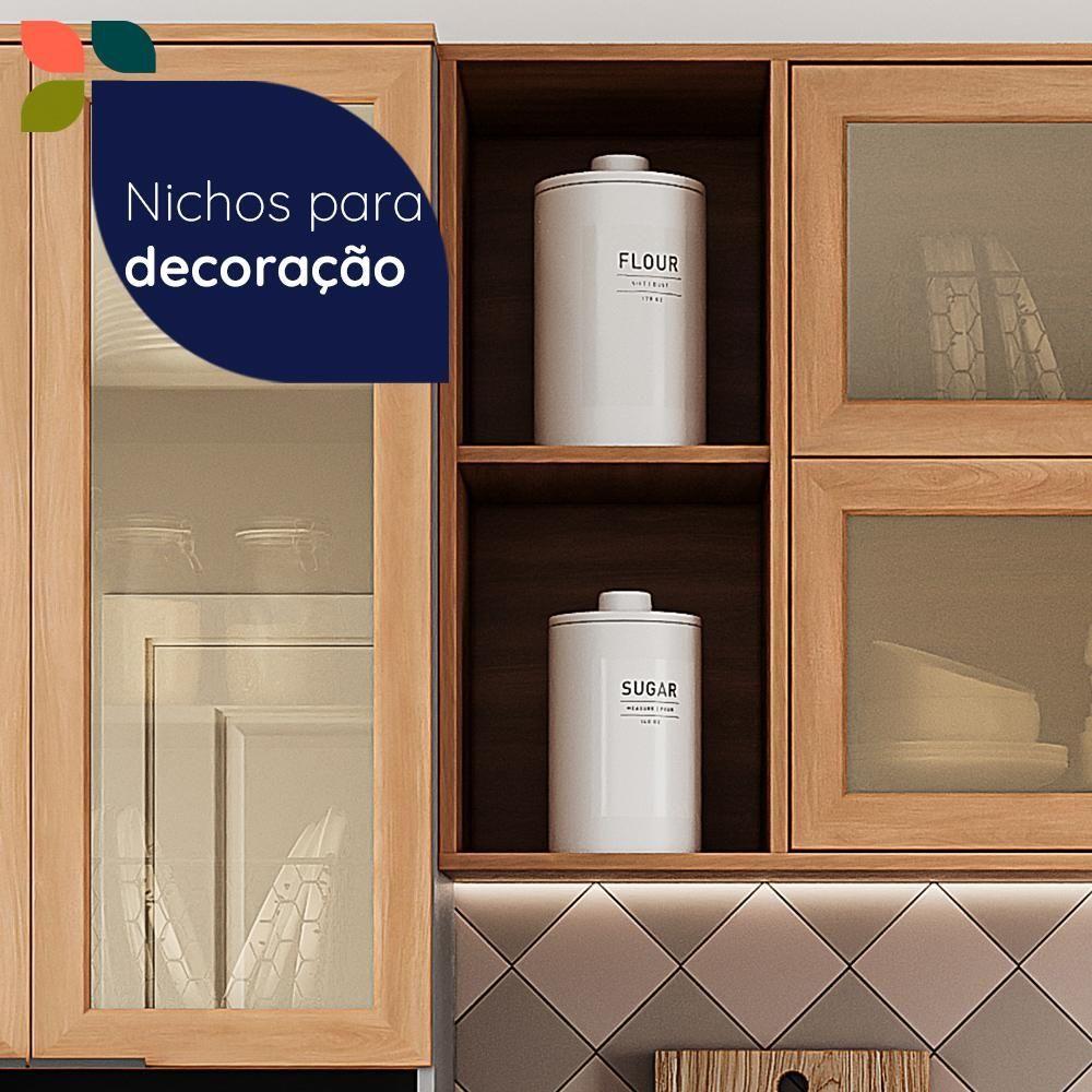 Armário De Cozinha Completo Castanha 2700mm 5 Peças - Cinza/freijó