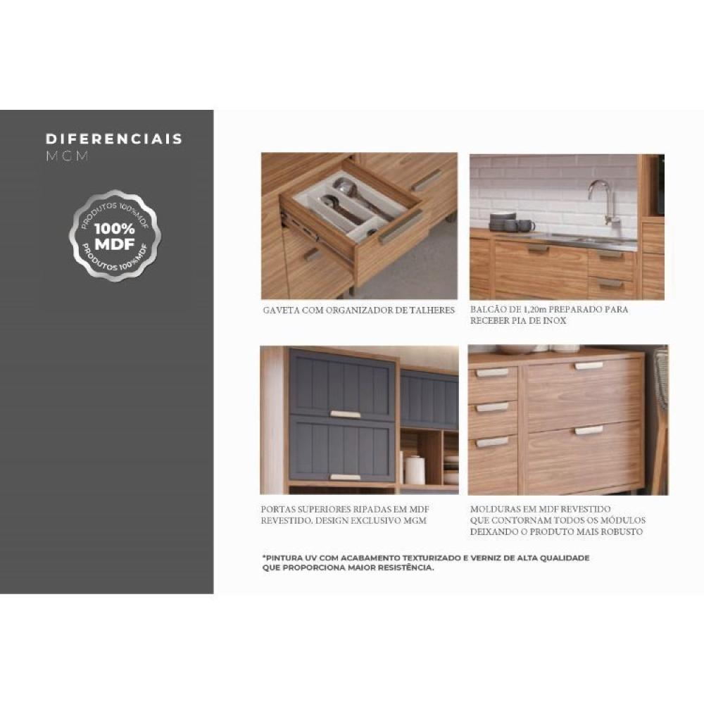 Cozinha Modulada Compacta 3 Peças 1 Nicho para Forno ou Micro-ondas Helen Yescasa Freijó/Off White