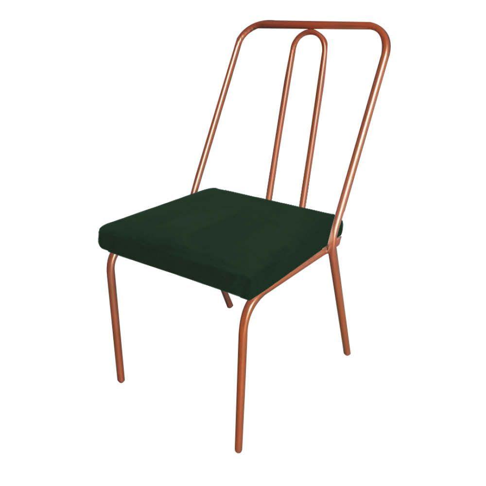 Miniatura Cadeira De Jantar Drika Office Escritório Recepção Ferro Bronze Suede Verde - Ahazzo Móveis