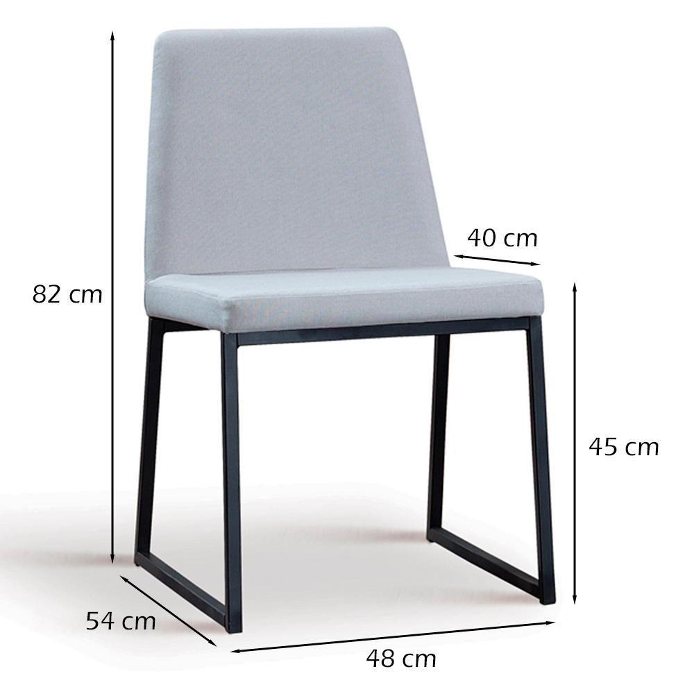 Miniatura Cadeira Estofada Base Aço Preto F37 Linho Gelo Dmobiliario Gelo