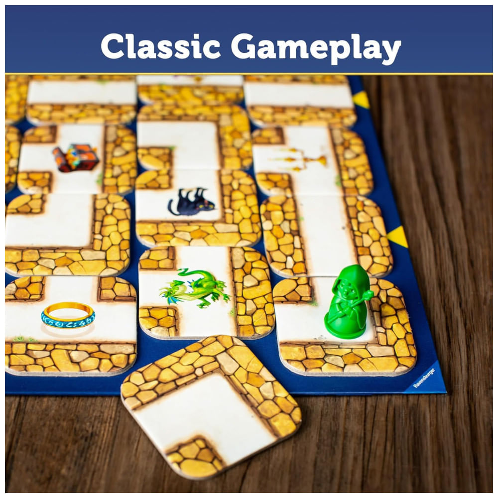 Miniatura Jogo de Tabuleiro Labirinto Ravensburger - Desafio Estratégico em um Labirinto para Noites em Família - Encontre Tesouros, Bloqueie Oponentes -
