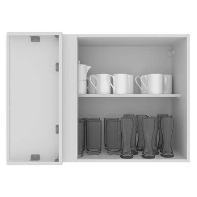 Armário Aéreo de Canto Madesa Stella 1 Porta Branco/Rustic Cor:Branco/Rustic