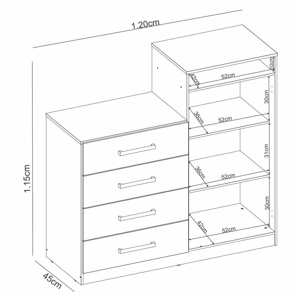 Miniatura Cômoda 2 Portas E 4 Gavetas áurea Com Pés Amendola/off White - Demóbile