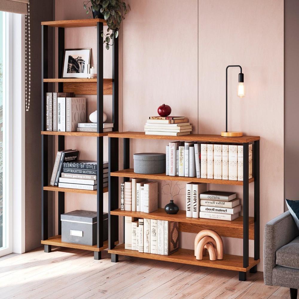 Miniatura Estante Modular para Sala de Estar 185cm x 55cm x 29cm Freijó/Preto