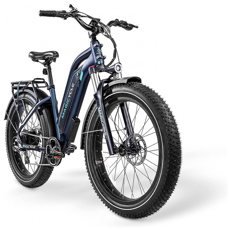 Bicicleta Elétrica MAGICYCLE 7 Velocidades com Freio a Disco e Luz Dianteira Traseira, 750W, Azul