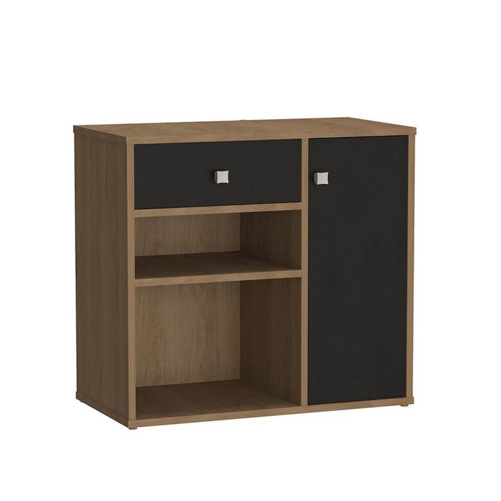 Miniatura Armário Multiuso Com Porta E Gaveta Madeirado Preto