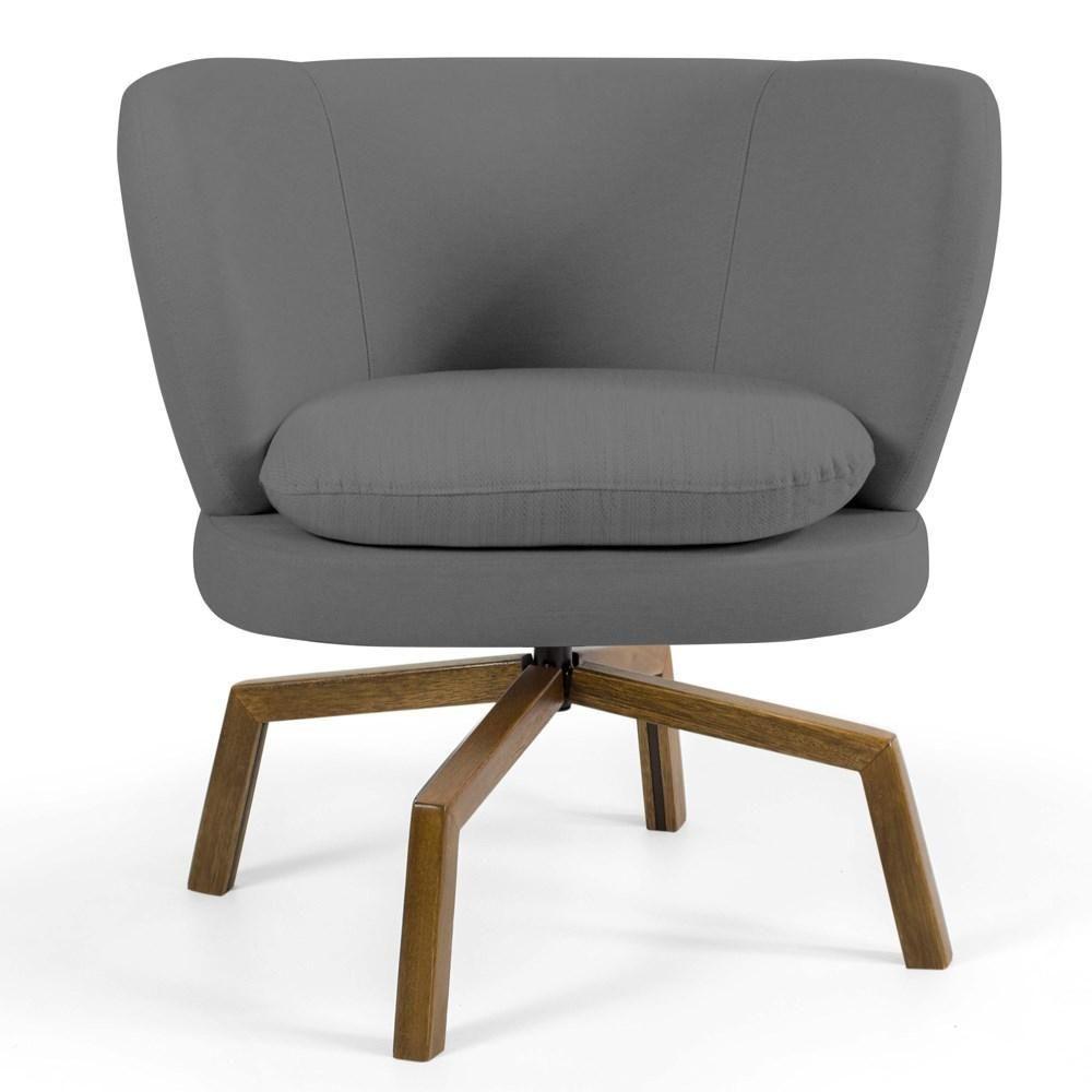 Miniatura Poltrona Decorativa Sala De Estar Melissa Base Ka Giratória Veludo C-317 Cinza - Domi