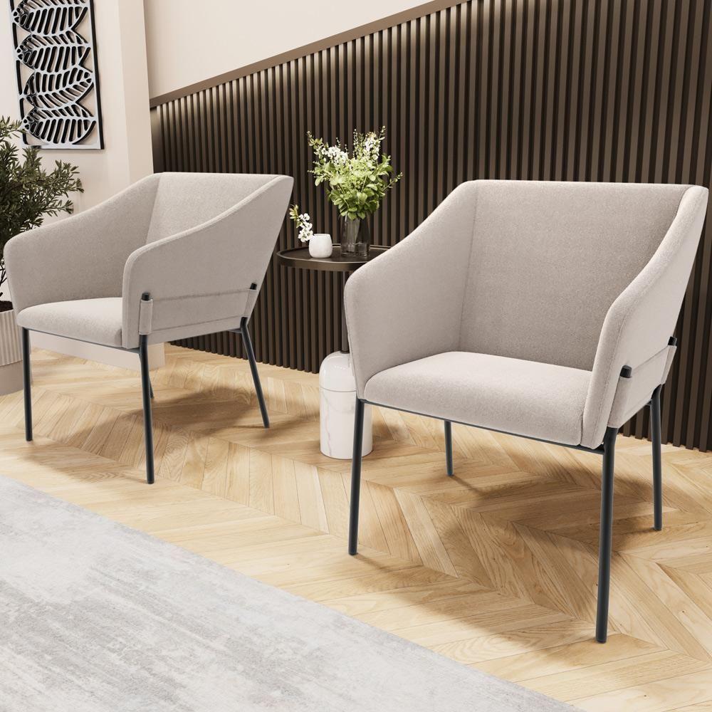 Kit 5 Cadeiras Para Sala De Jantar Estar Living Olívia L02 Bouclê Creme - Lyam Decor