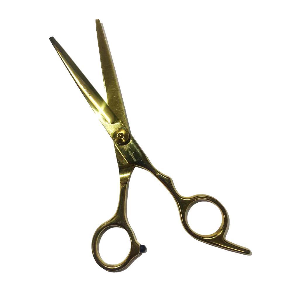 Miniatura Tesoura De Corte Barbeiro Cabeleireiro Fio Navalha 6 Dourado
