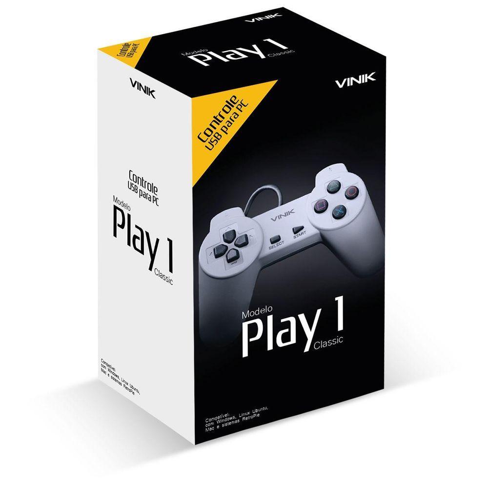 Controle Pc Usb Ps1/playstation 1 Cinza - Retrô - Vinik Play