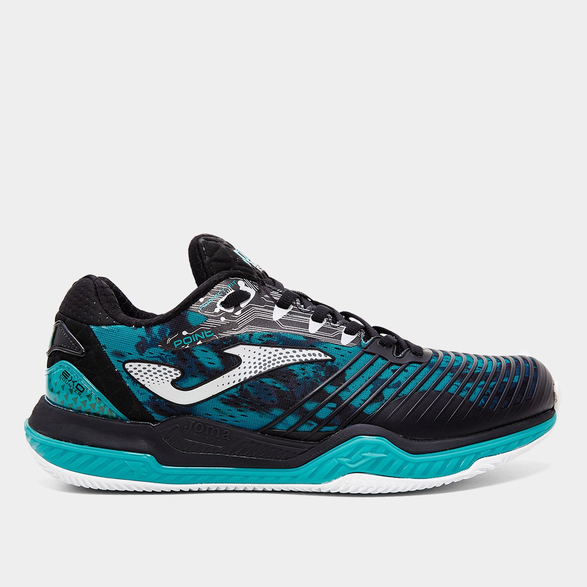 Miniatura Tênis Joma Point Saibro Masculino Preto+Azul Turquesa - 40