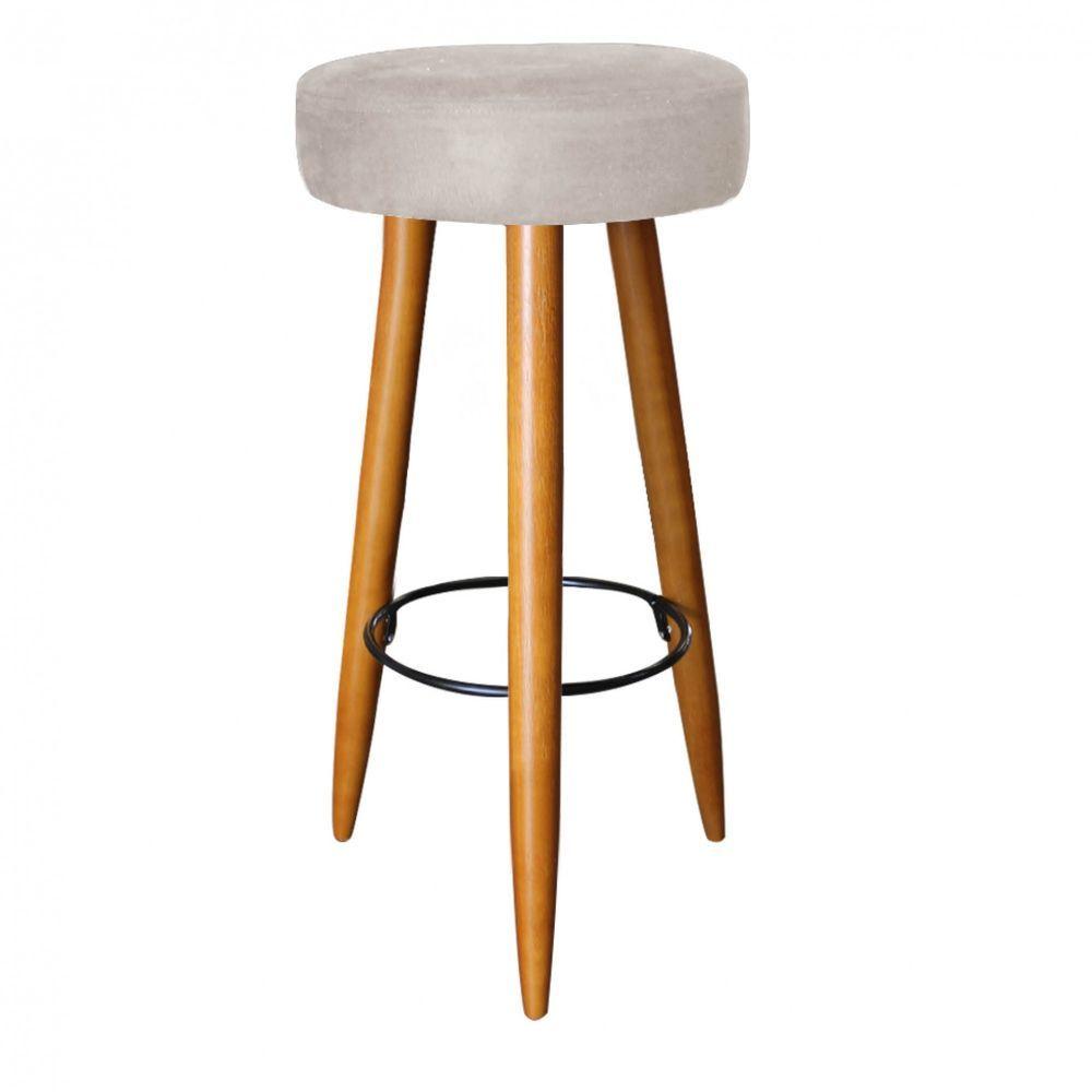 Miniatura Banqueta Alta Lia Para Cozinha Bar Balcão Bistrô Pé Palito Castanho Corino Bege