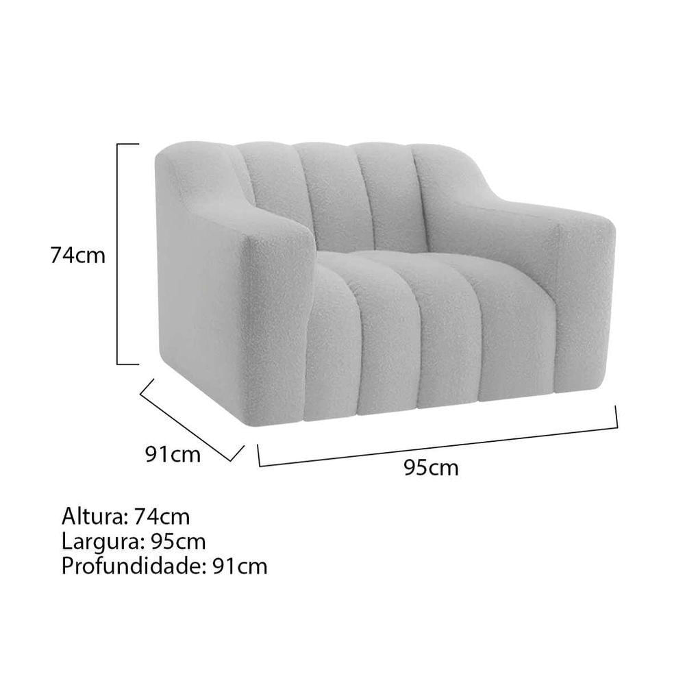 Miniatura Kit 1 Sofá 150cm 2 Poltrona Luxo Recepção Sala Elegance Linho Cinza Claro