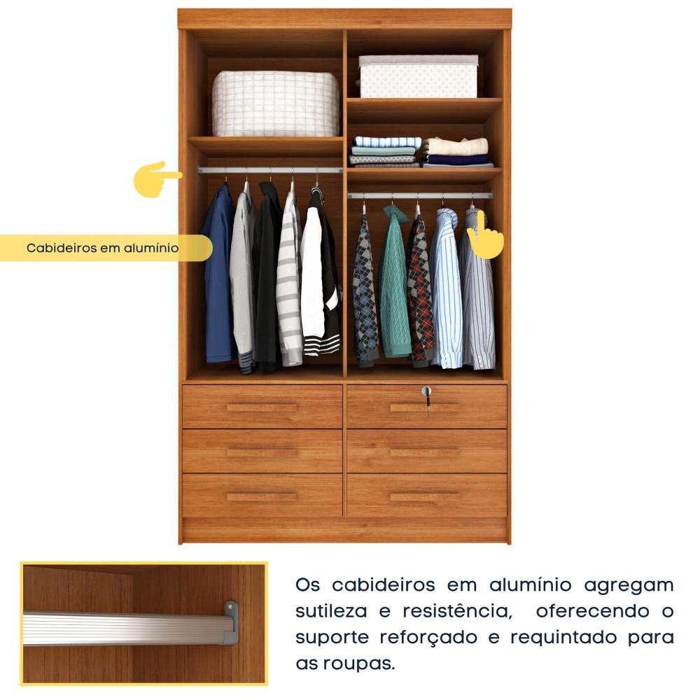 Miniatura Guarda Roupa Solteiro com Espelho 2 Portas 6 Gavetas 133cm Chicago Guarda Roupa 2 Portas 6 Gavetas Chicago Tcil Móveis Cinamomo