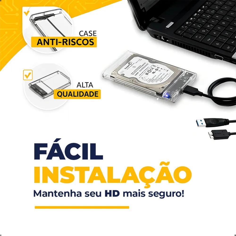 Case Hd Sata 2.5 Usb 3.0 Transparente: Velocidade E Proteção